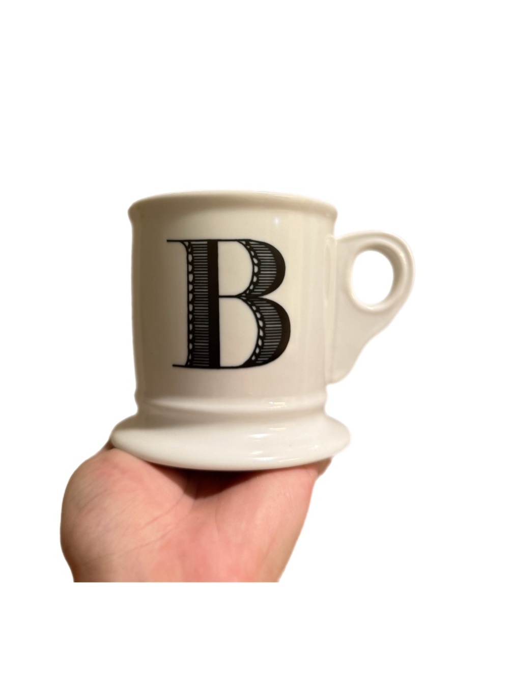 Anthropologie White Ceramic Monogram Letter B Coffee Tea Mug Art Deco